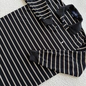 Polo Golf Ralph Lauren Shirt Men L Pima Cotton Black Striped Long Sleeve